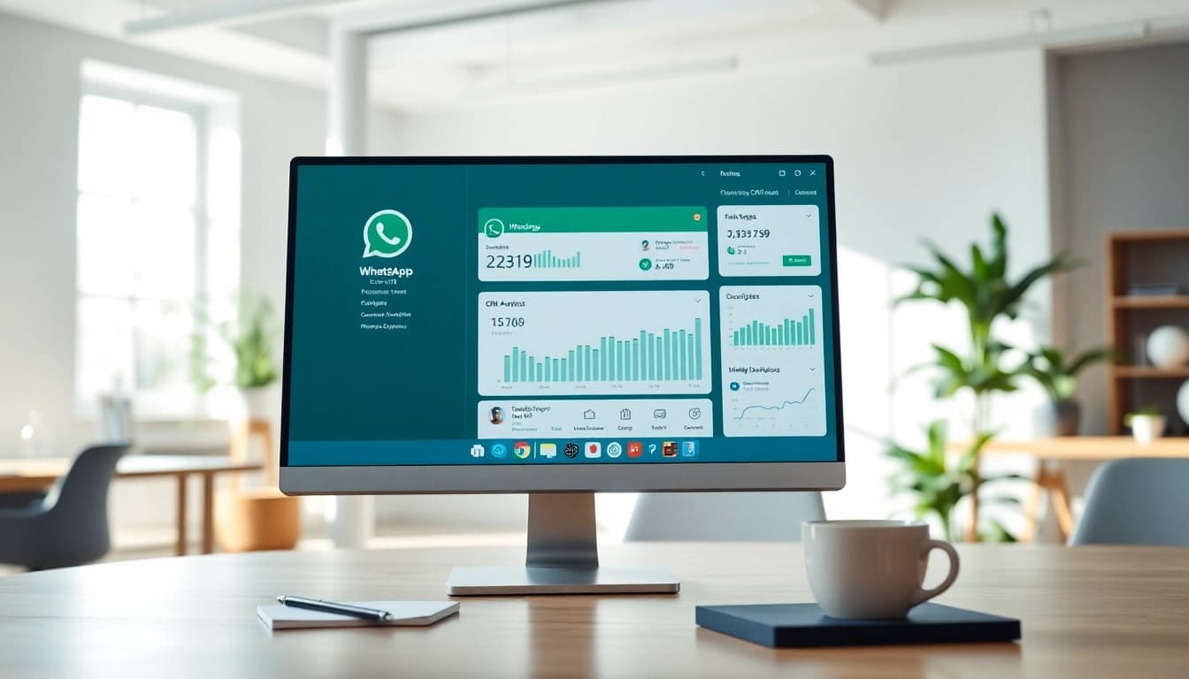 Enhance customer engagement using WhatsApp Smart CRM in a modern office setup.