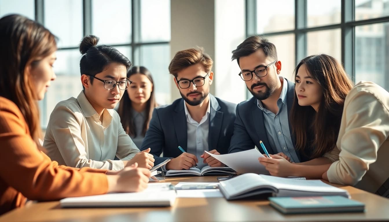 Hire experienced TOEIC test takers for hire engaged in focused study sessions.