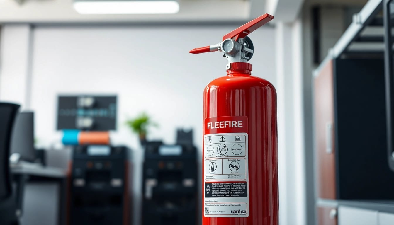 Using an electrical fire extinguisher to ensure safety in a professional setting.