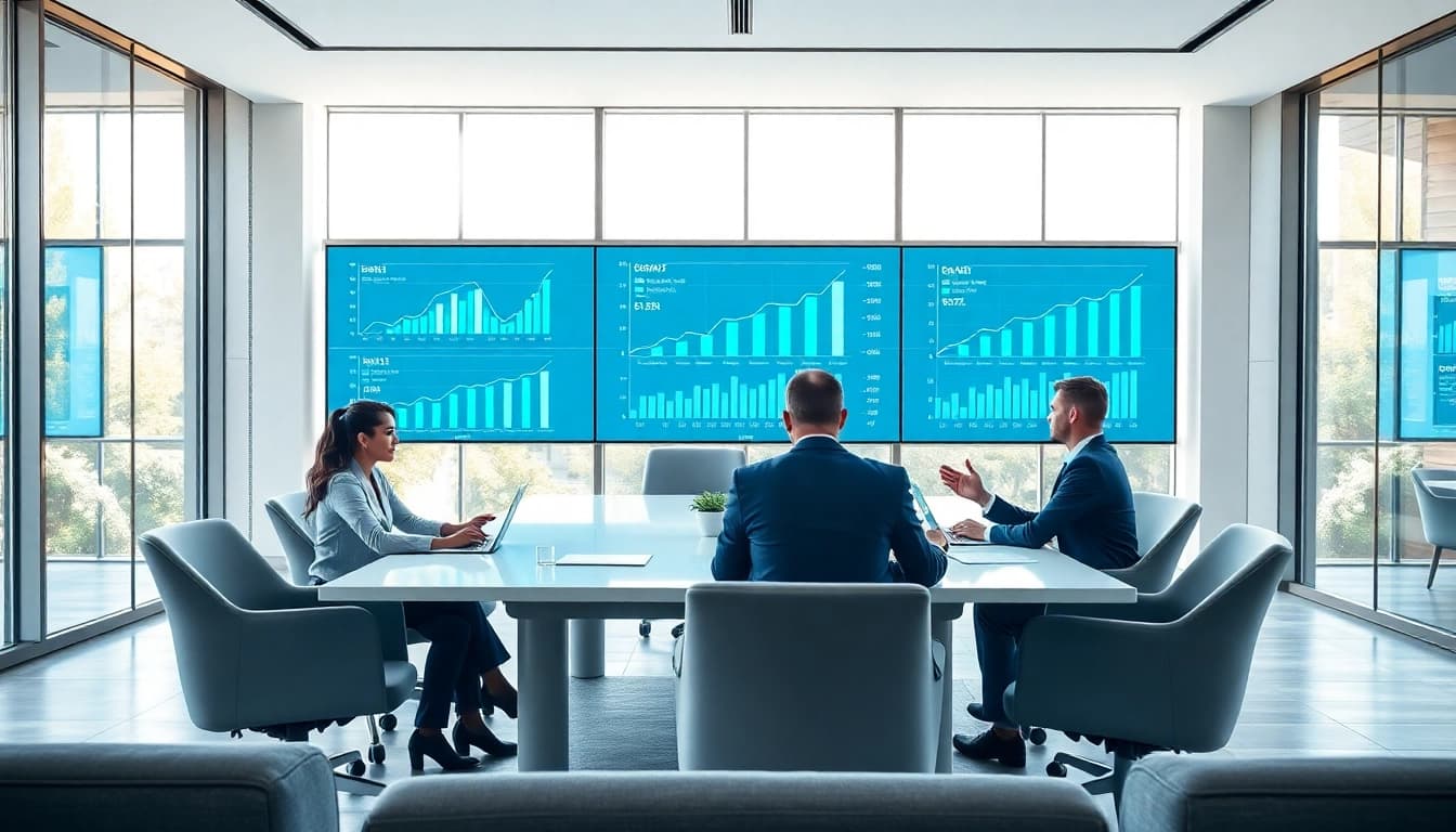 Illustration of business growth insights during a strategic meeting among executives.