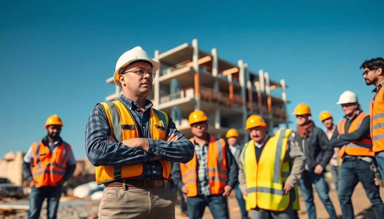New York General Contractor managing a diverse team on a vibrant construction site.