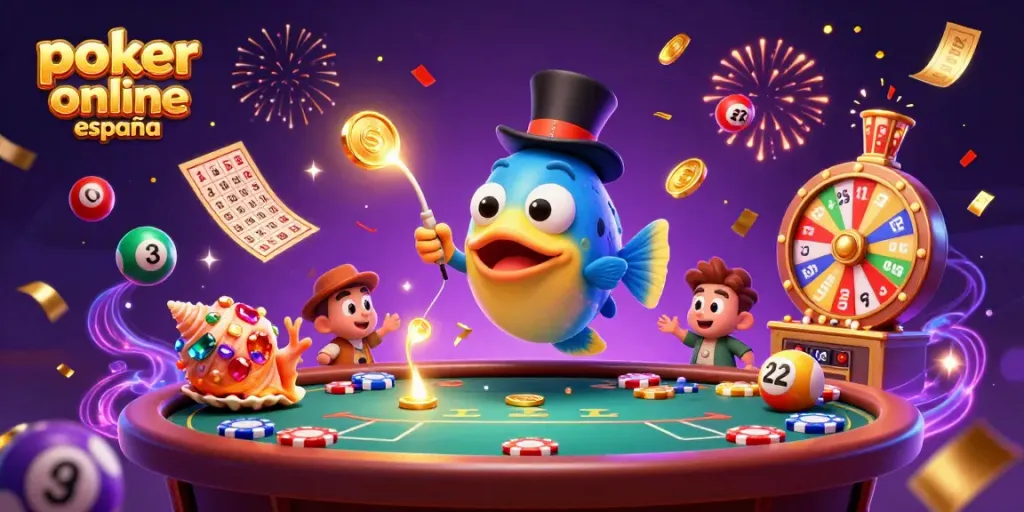 Disfruta del póker online España mientras juega con fichas y cartas rodeado de diversión.