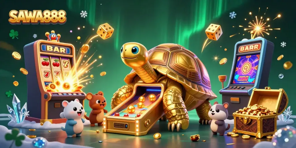 Experience SAWA888's thrilling gaming atmosphere with a jackpot explosion and vibrant action!