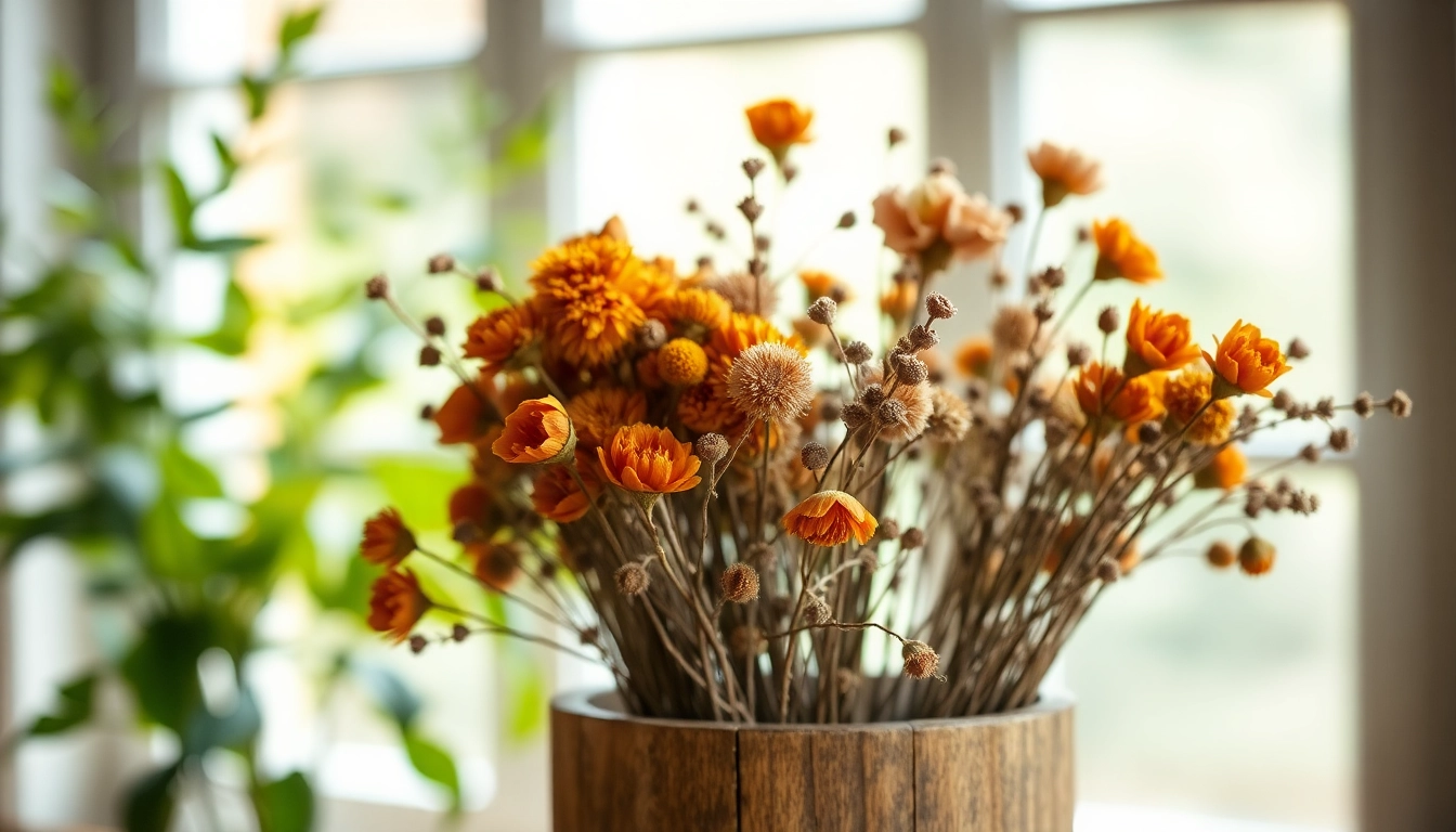 Stunning dried blooms arrangement showcasing color and texture in a rustic style.