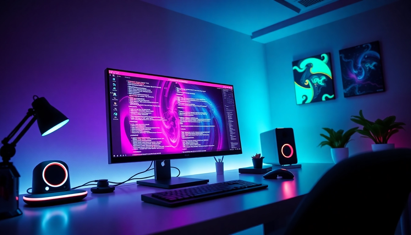 AI nsfw generator workspace with modern tech setup and vibrant images