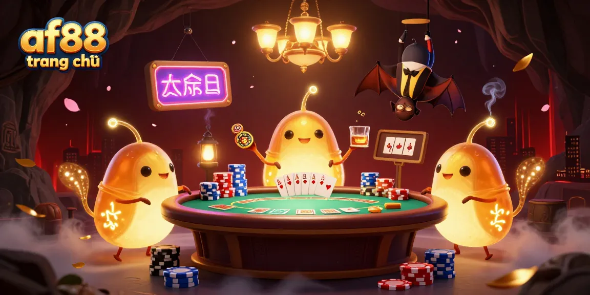 Experience the excitement of playing at af88 trang chủ with lively glowworms lighting the way in this vibrant casino scene.