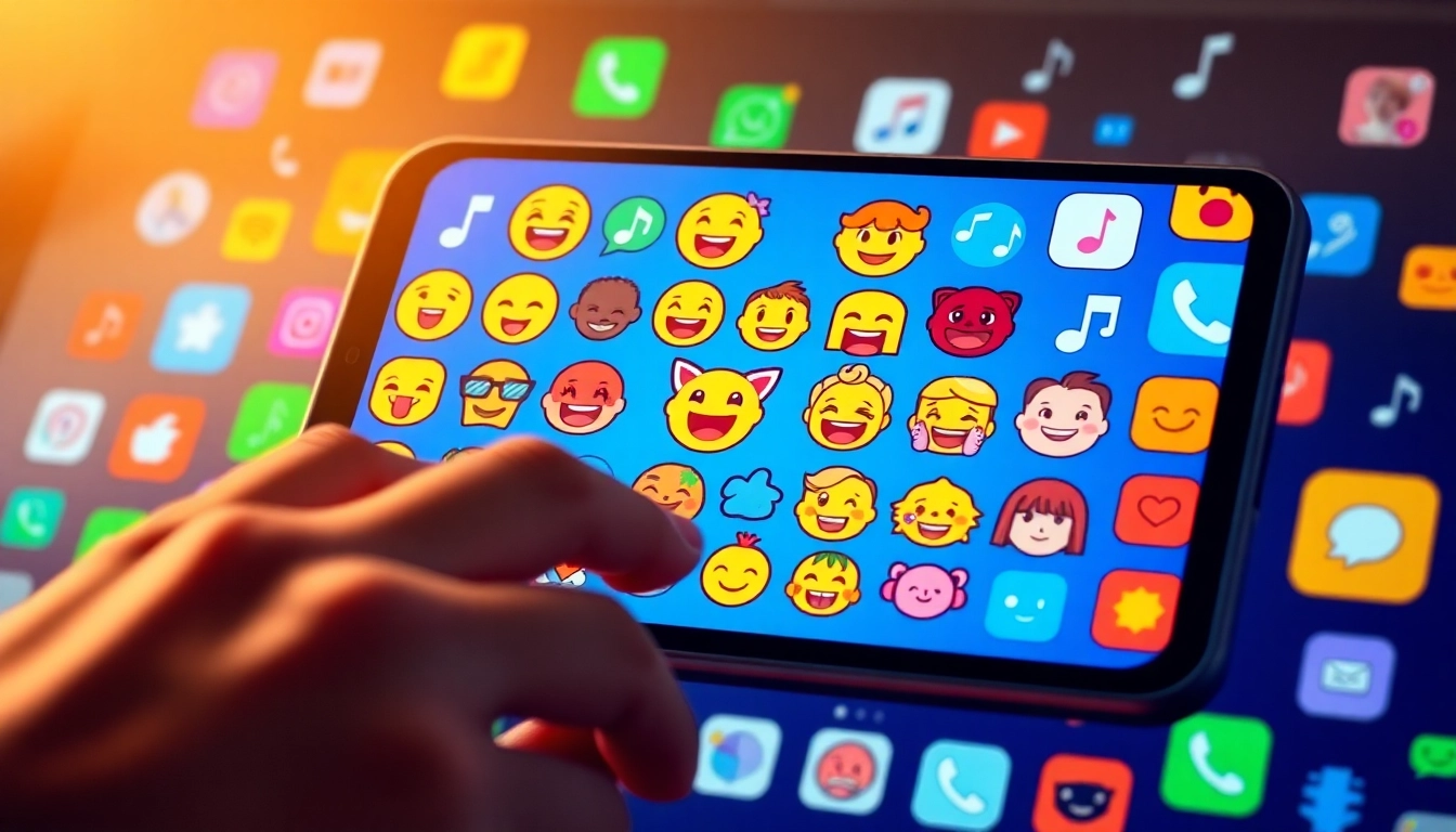 Users engaging with tiktok emojis on their smartphones, showcasing creativity and fun.