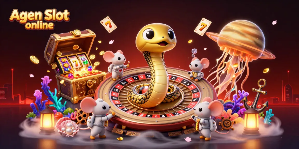 Experience engaging gameplay with Agen Slot online as astronaut mice bet in a cosmic scene.