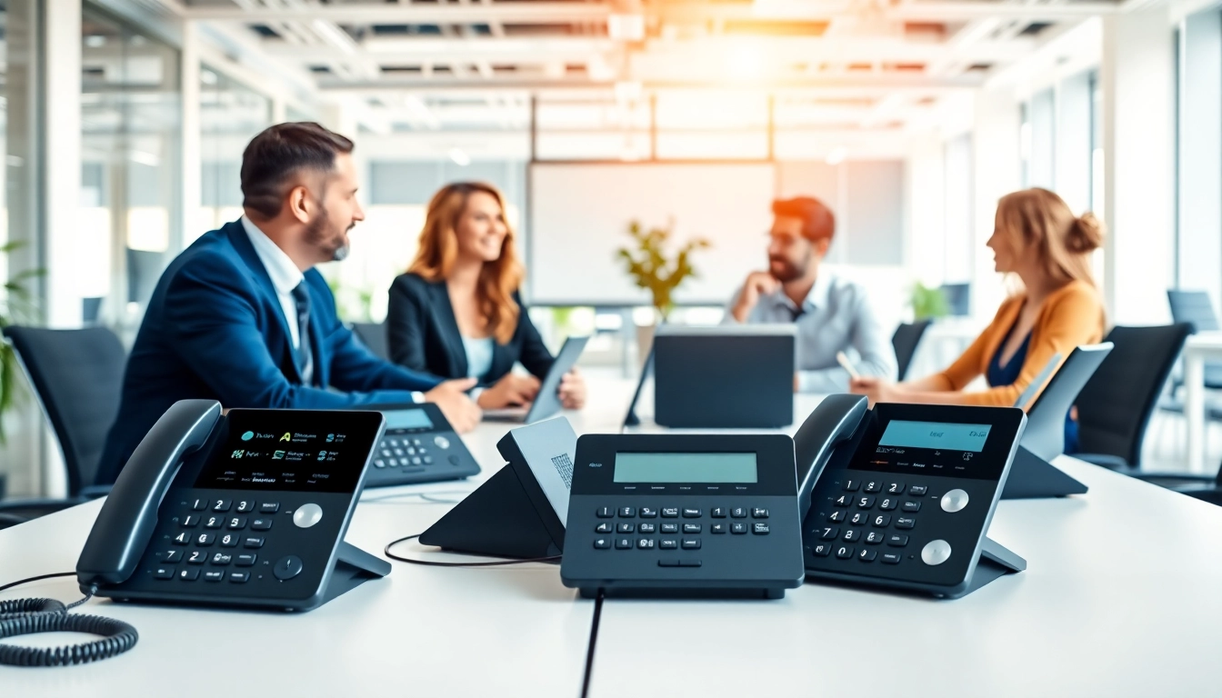 Utilizing a VoIP phone system for small business in a modern office environment.