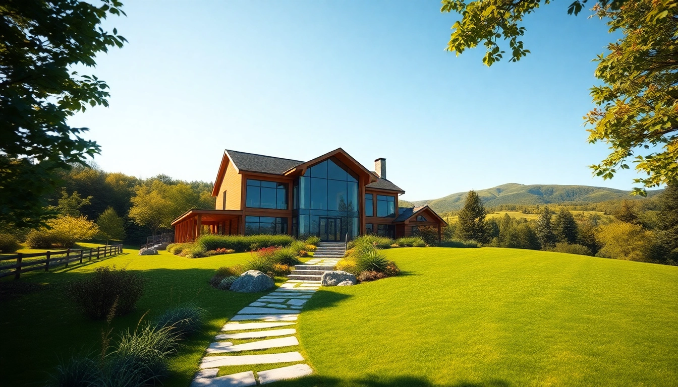 Showcasing modern Massachusetts residential architecture surrounded by lush greenery, inviting and elegant.