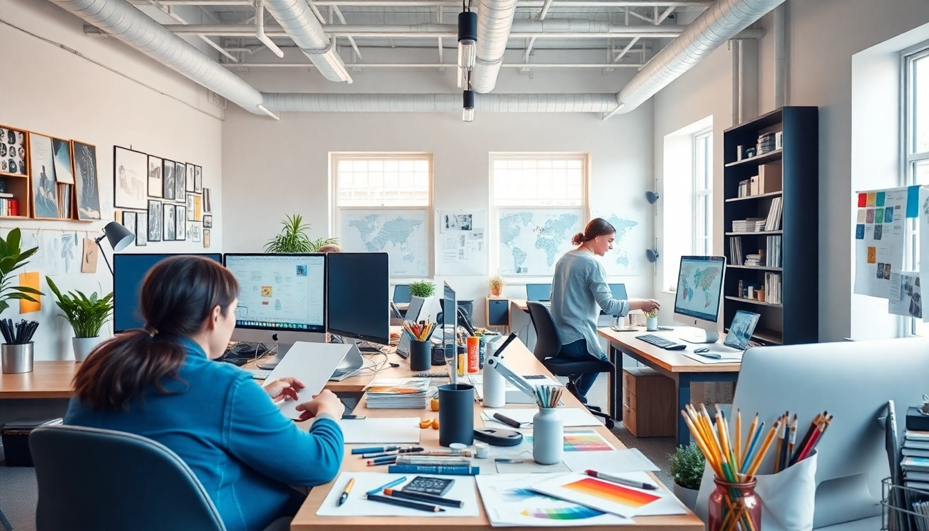 Webdesign Braunschweig: Kreatives Team arbeitet an modernen Webdesign-Projekten in inspirierender Atmosphäre.