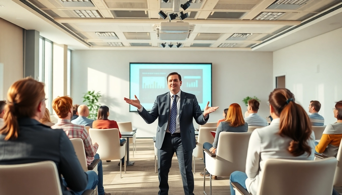 Enhance your presentation skills training with a professional presenter in action.