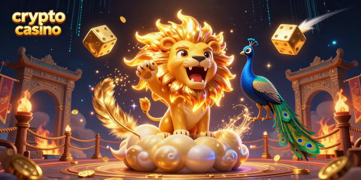 Gioca in un crypto casino, immergiti nell'azione con un maestoso leone e dadi dorati.
