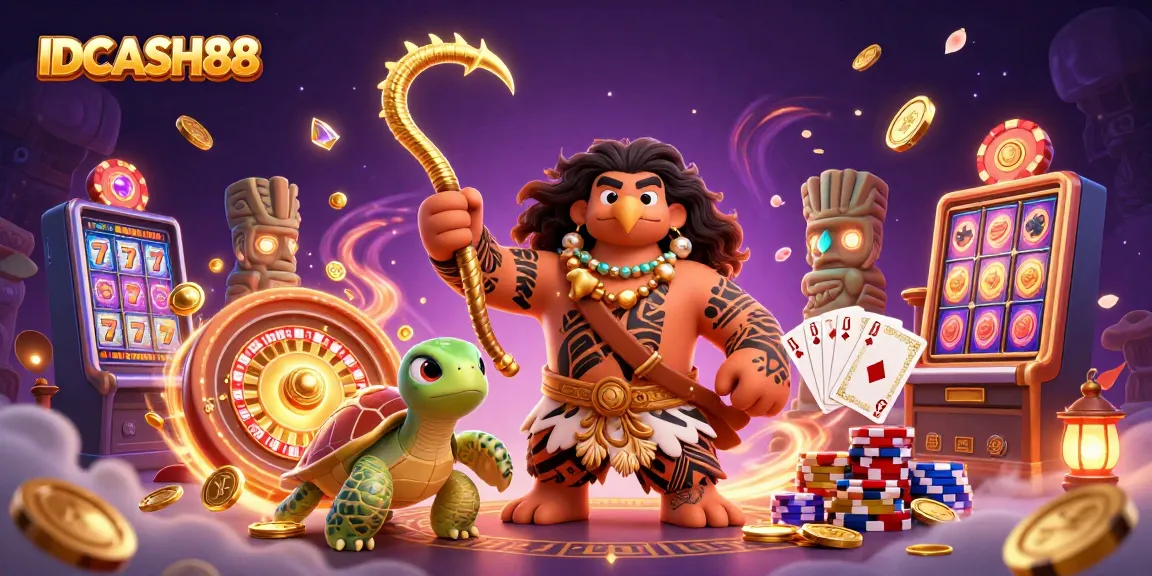 Engage in thrilling gameplay at IDCASH88, featuring vibrant casino animations and dynamic slot elements.