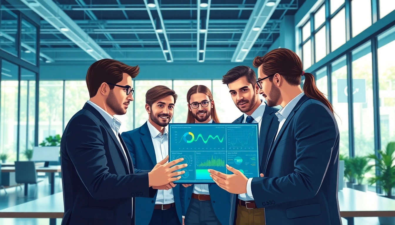 Visualizing data with a content analytics tool for sales teams in a collaborative office.