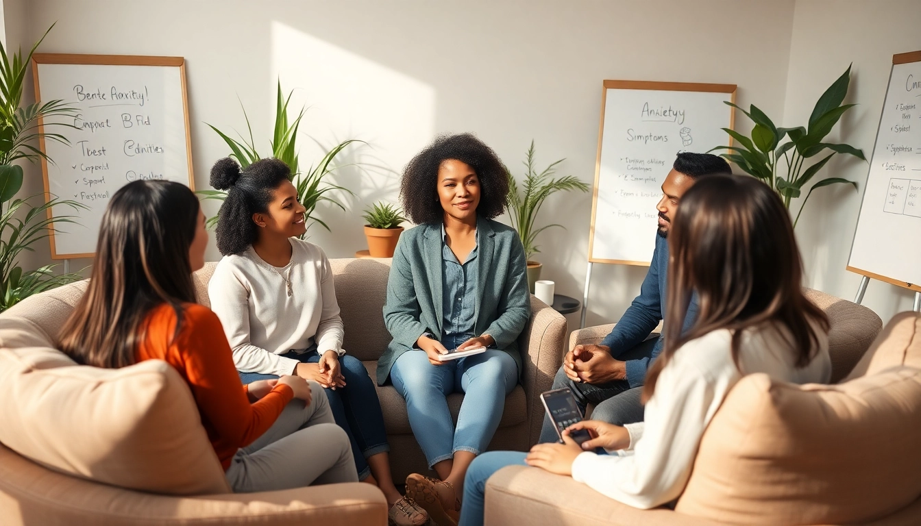 Anxiety symptoms addressed in a supportive therapy session with diverse participants.