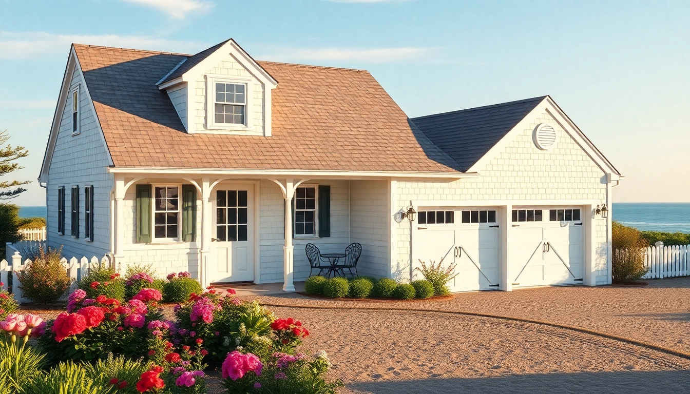 Cape Cod home with an attached garage and beautiful landscaping.