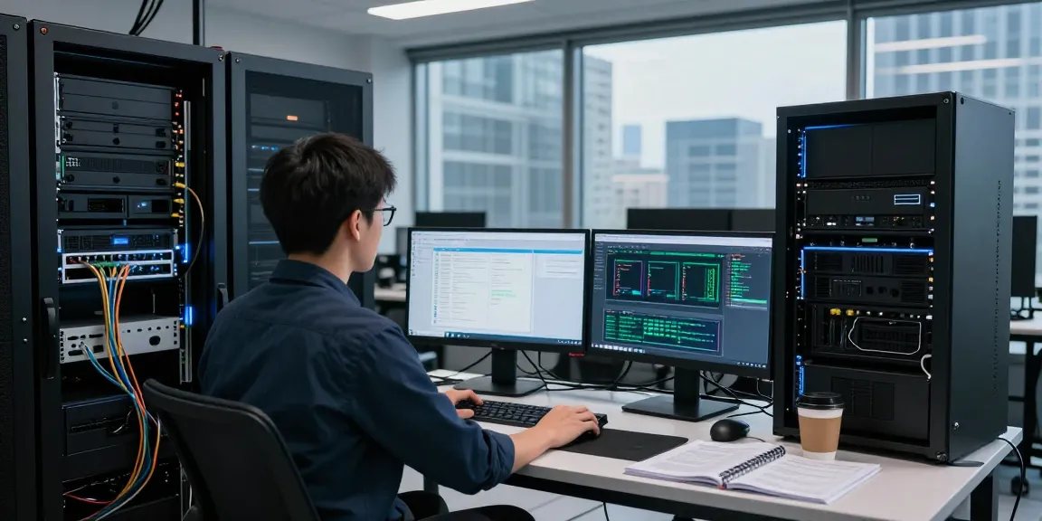 Infraestructura de Servidores VPS Windows en México, monitoreo en un moderno centro de datos con servidores de alto rendimiento y pantallas de métricas.