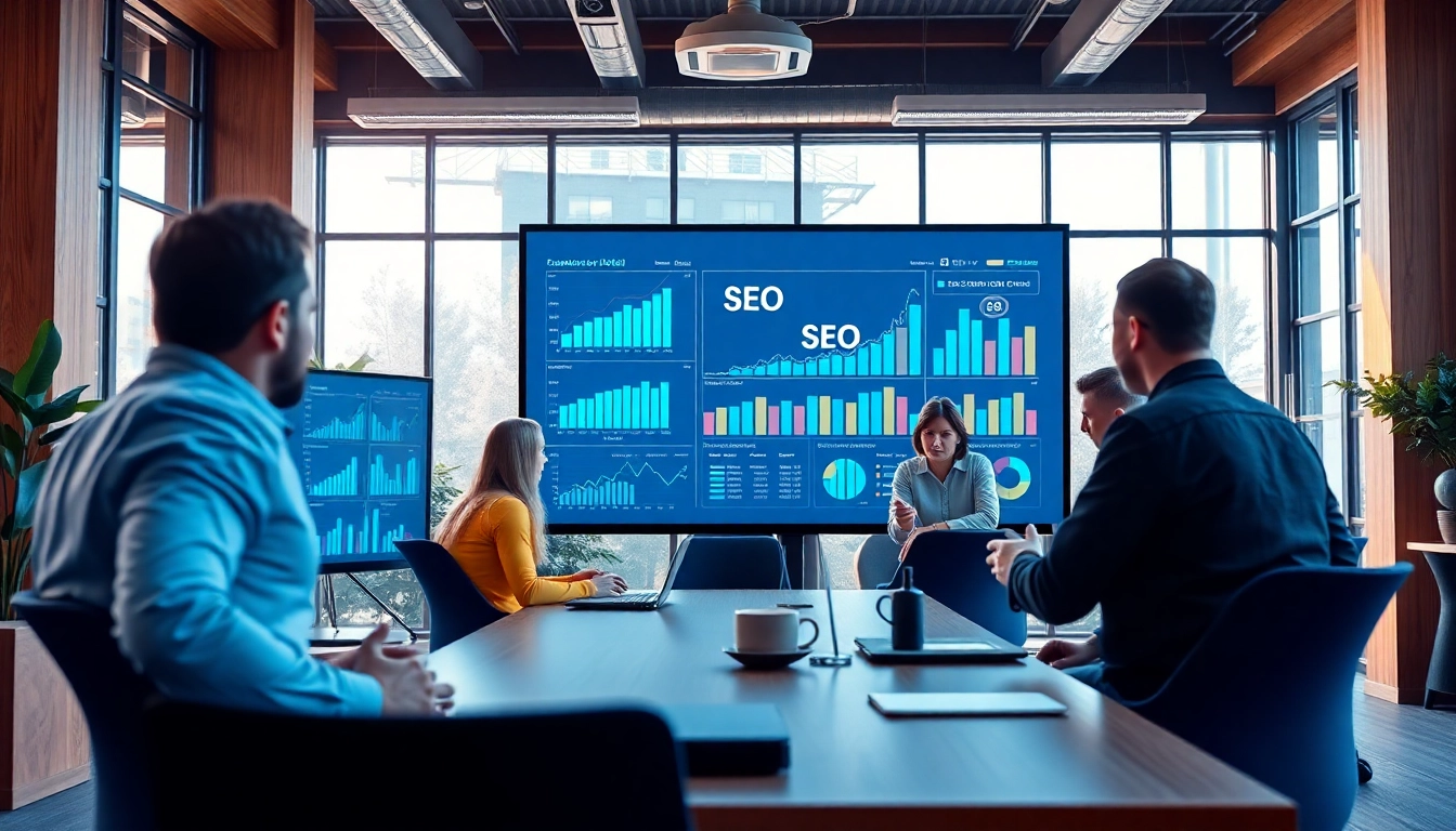 Engaging team analyzing data for edmonton seo strategies in a collaborative workspace.