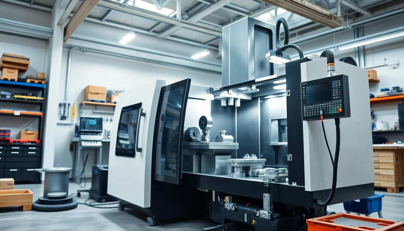 Custom part manufacturer showcasing precision CNC machining in a modern workshop