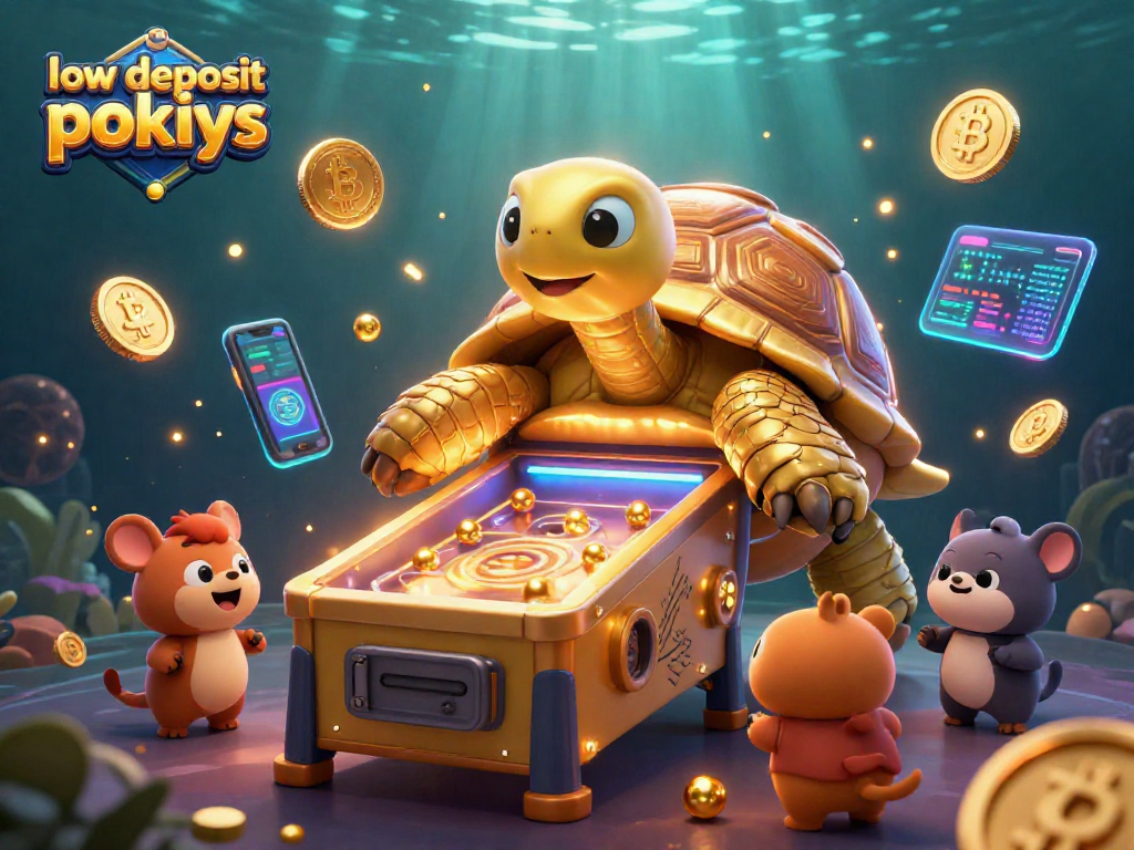 Engage in low deposit pokies with vibrant 3D characters in an exciting casino scene.