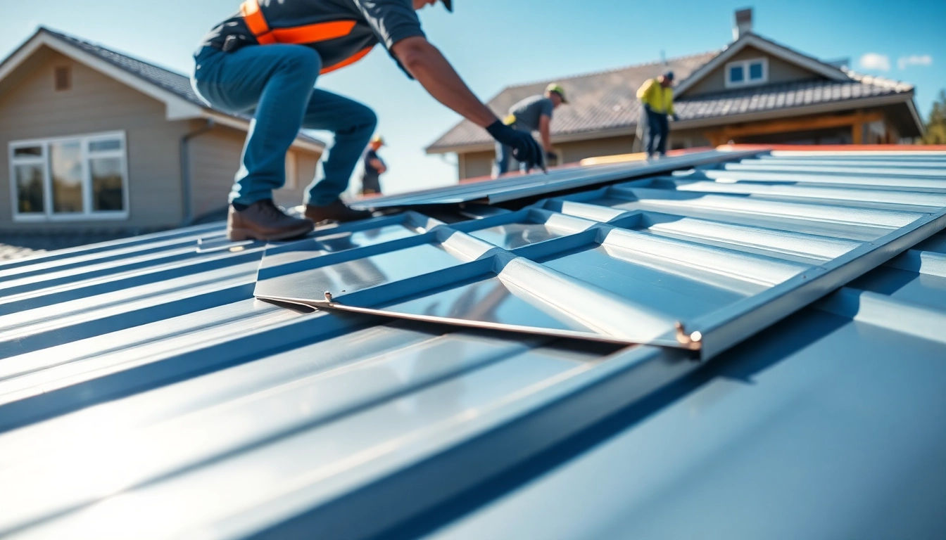 Installing metal roofing calgary with skilled workers showcasing durability and quality craftsmanship.