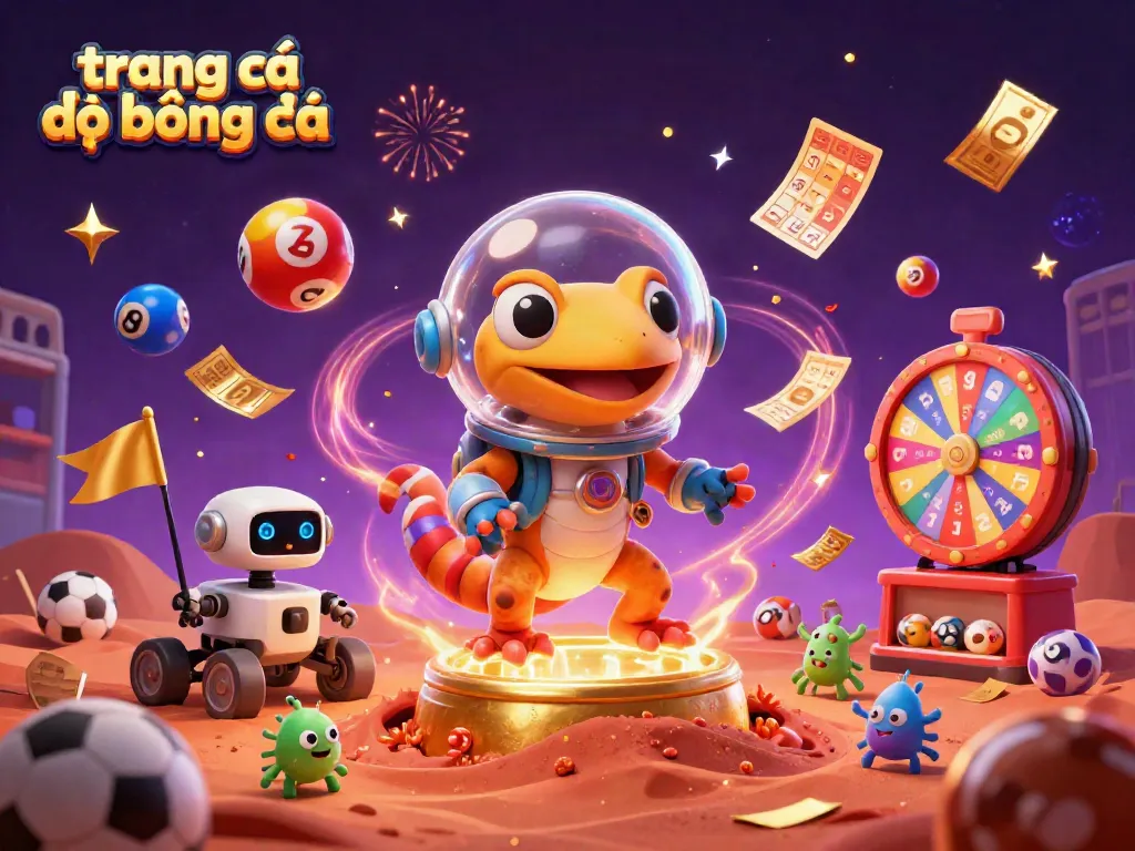 Trang cá đọ bóng đá với hình ảnh trực quan về gecko trong không gian và casino vàng, nhấn mạnh cá cược thể thao.