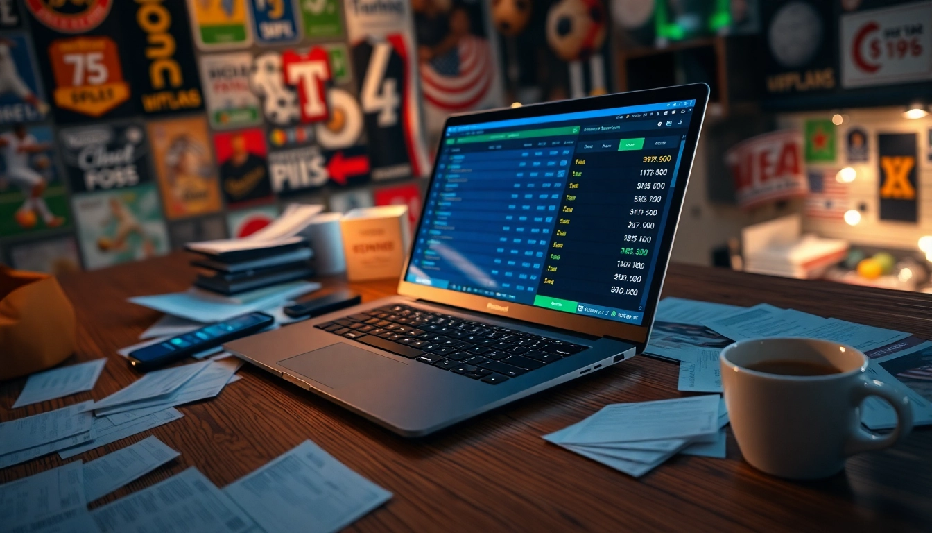 Discover the best sports betting sites in Mexico with an engaging sports betting setup featuring laptop and memorabilia.