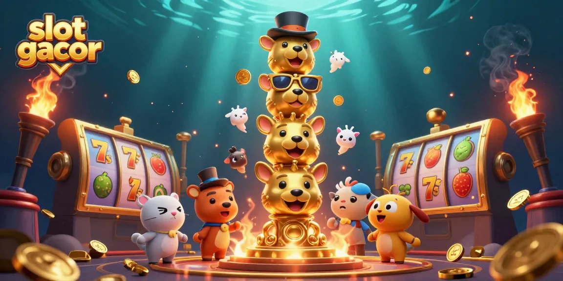 Spin and win big with slot gacor showcasing a vibrant totem pole surrounded by dynamic casino elements.