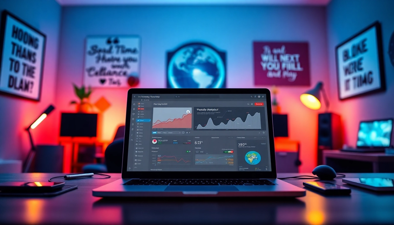 Enhance your YouTube performance with a visual of a youtube smm panel interface in a modern workspace.