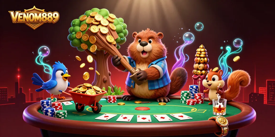 Experience exciting gameplay with VENOM889 amidst a vibrant casino scene.