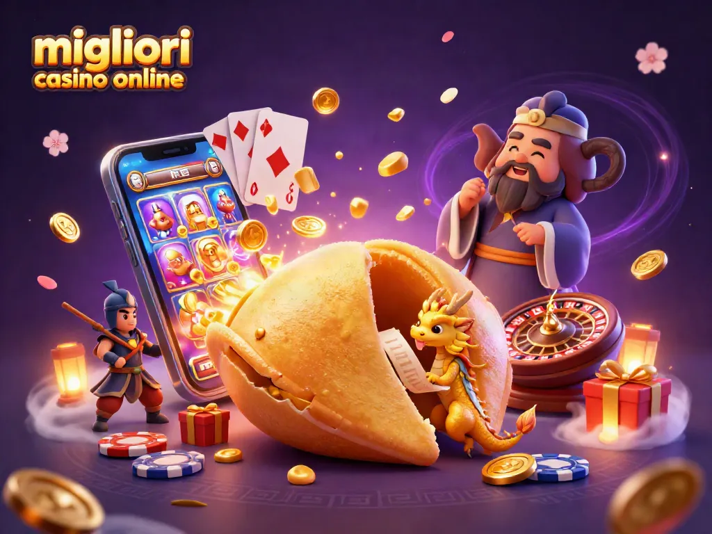 Scopri i migliori casino online con un'illustrazione dettagliata di elementi di gioco ed emozione.