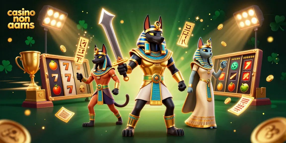 Gioca ai casinò non AAMS con la presenza di Anubis e simboli di slot vibranti.