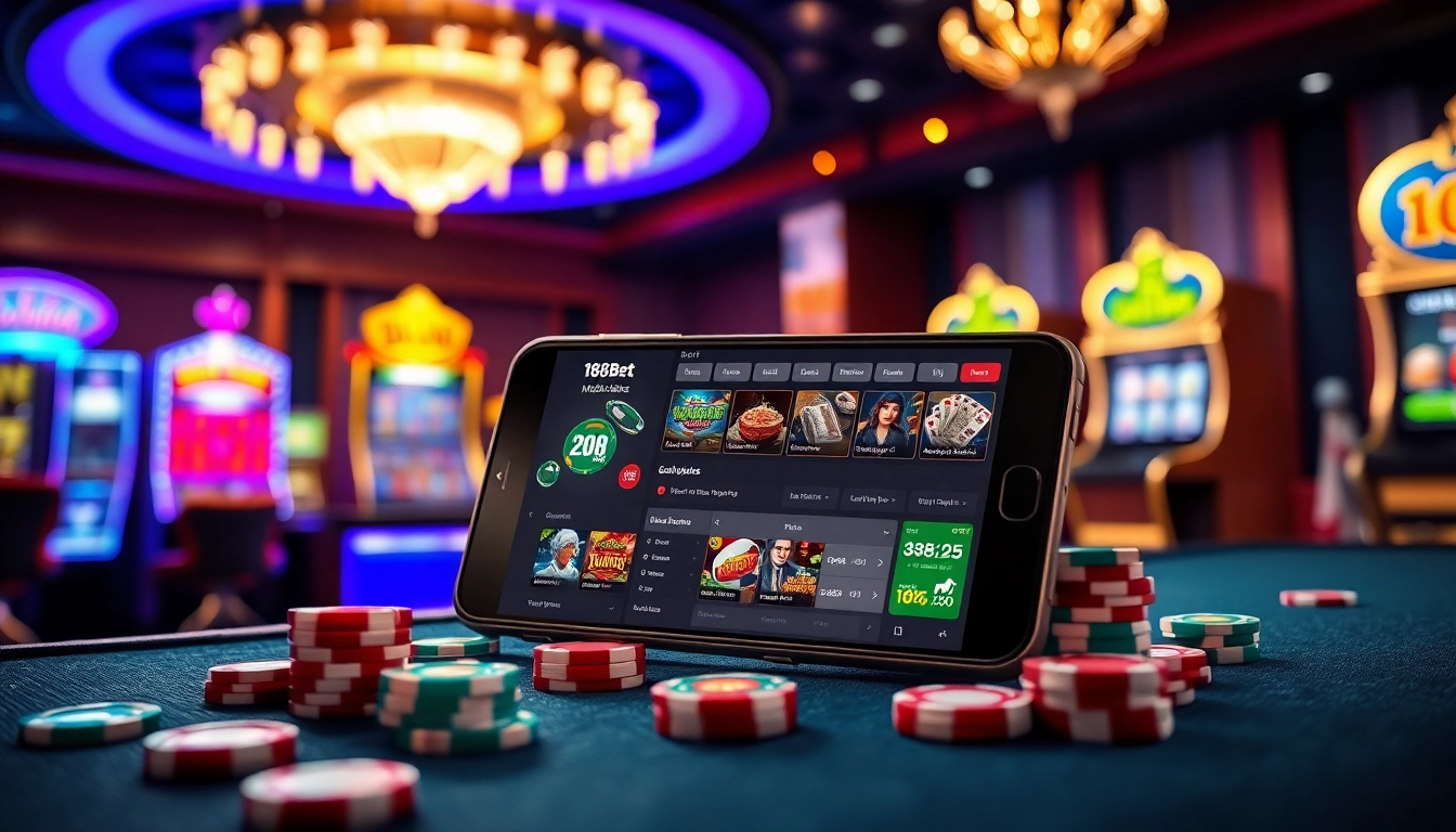 Experience the excitement of 188bet with vibrant online gambling elements and a sleek mobile interface.