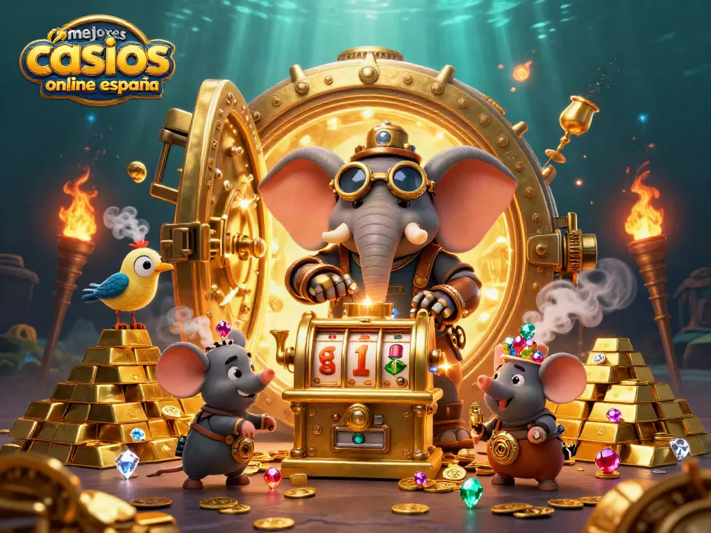 Gana grandes premios con los mejores casinos online España en esta ilustración vibrante y emocionante.