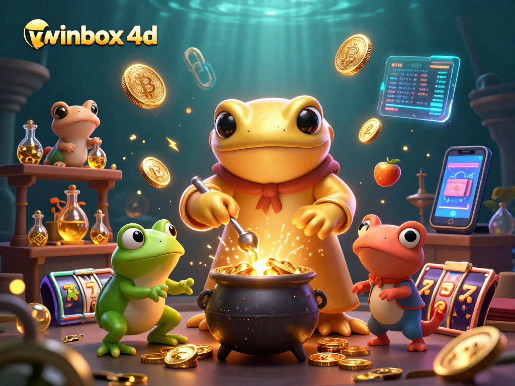 Engage in thrilling winbox 4d adventures with our alchemist character amidst gold coins and vibrant casino elements.