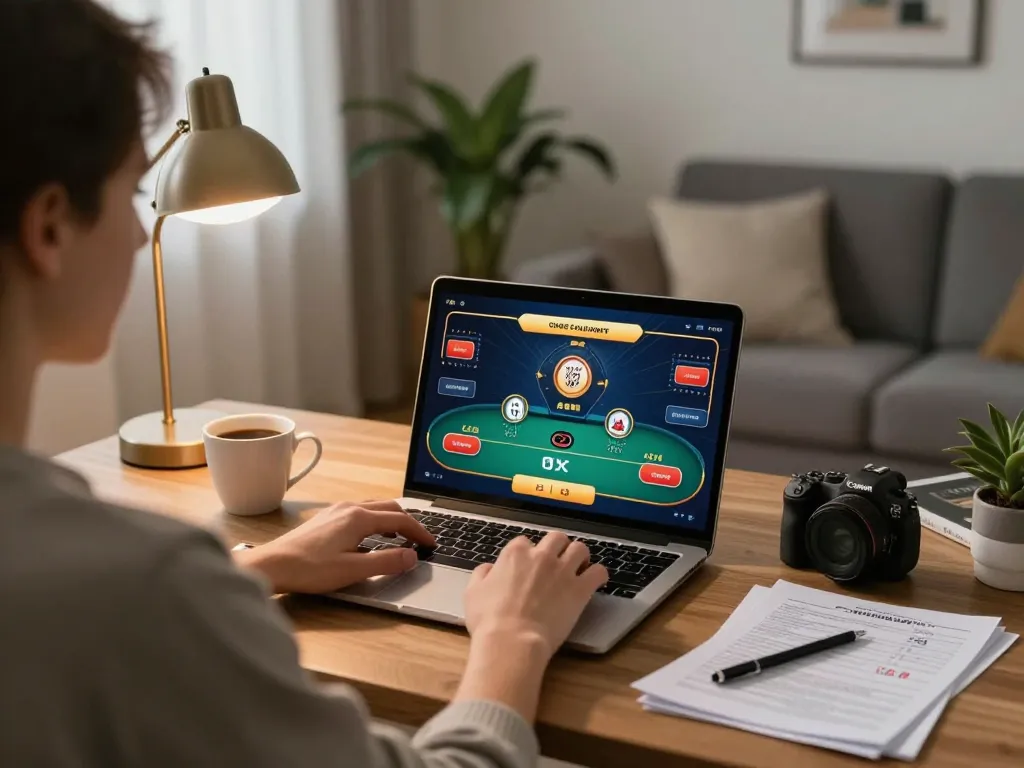 Engaging player enjoying online casinos in Canada reddit at home with strategic notes and coffee.