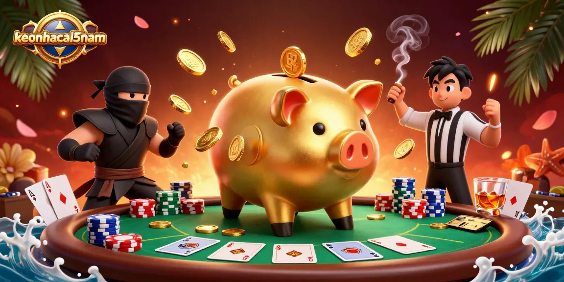 Experience the thrill of betting with keonhacai5nam in this vibrant casino showdown illustration.