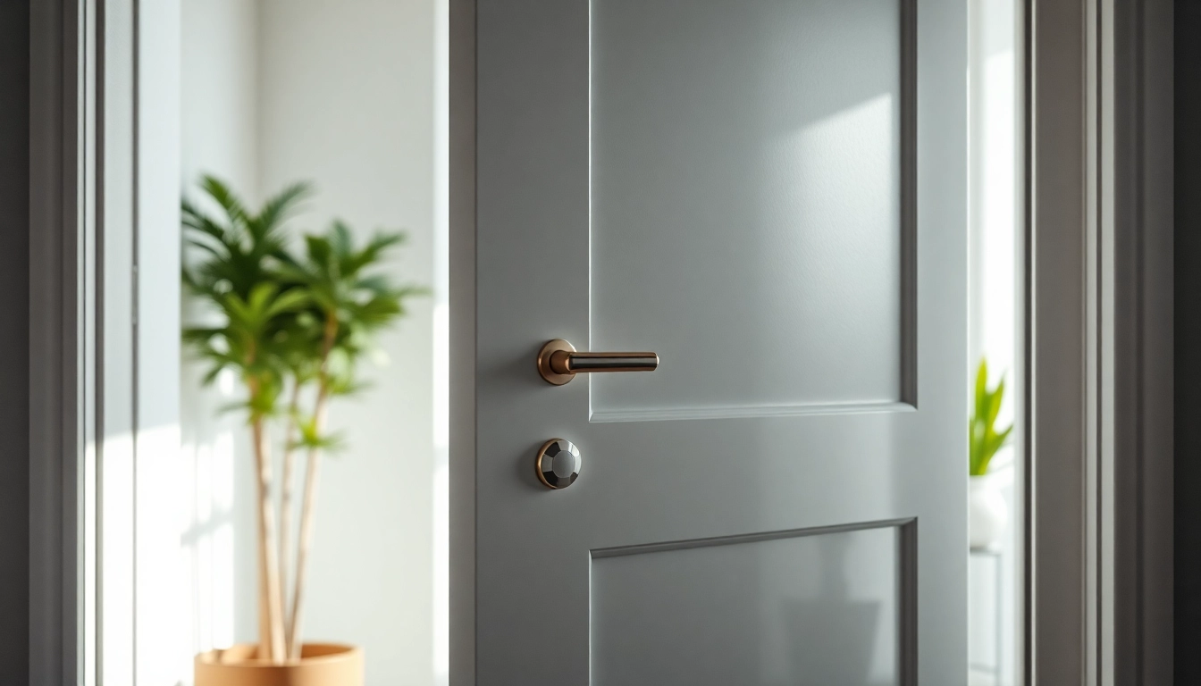 Stylish exit door with sleek design showcasing modern entryway features.