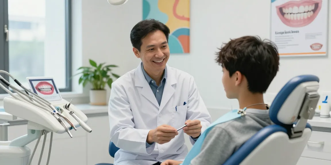 Teen consultation about lingual braces in a bright orthodontic clinic