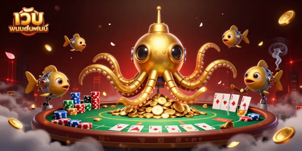 เข้าร่วมเว็บ พนันออนไลน์ กับกุ้งคราเคนทองคำในโลกของเกมคาสิโนที่เต็มไปด้วยเหรียญทอง