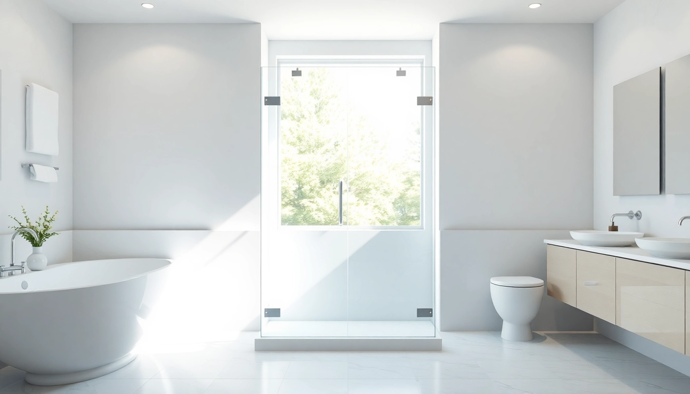 Showcasing a sleek semi-frameless shower screen in an elegant modern bathroom.
