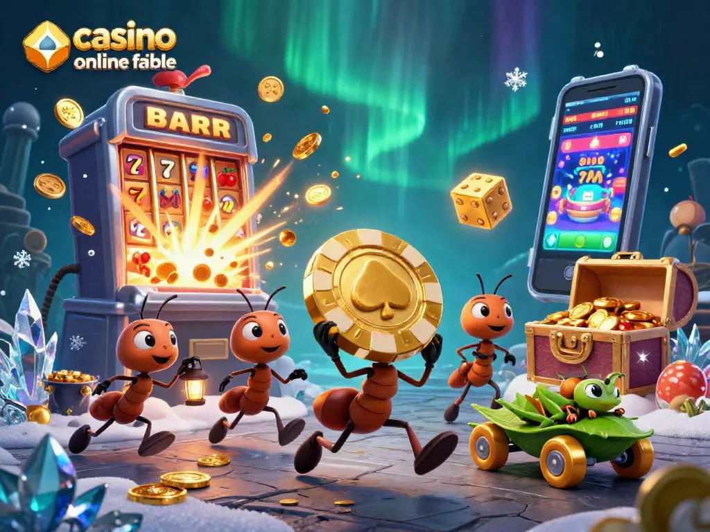Jugando en un casino online fiable con una emocionante escena de hormigas y un camión de hojas lleno de oro.