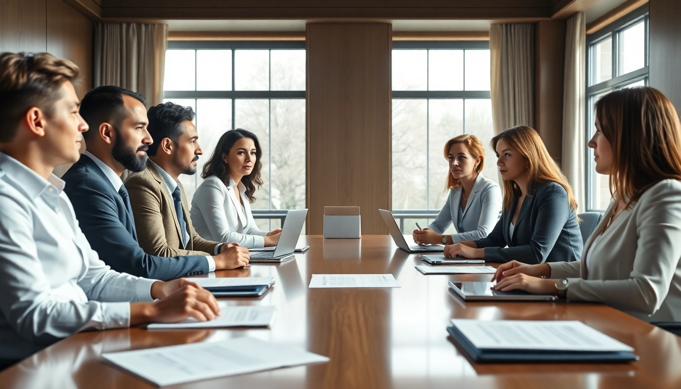 Collaborative discussion on luxembourg family holding benefits in an elegant office.