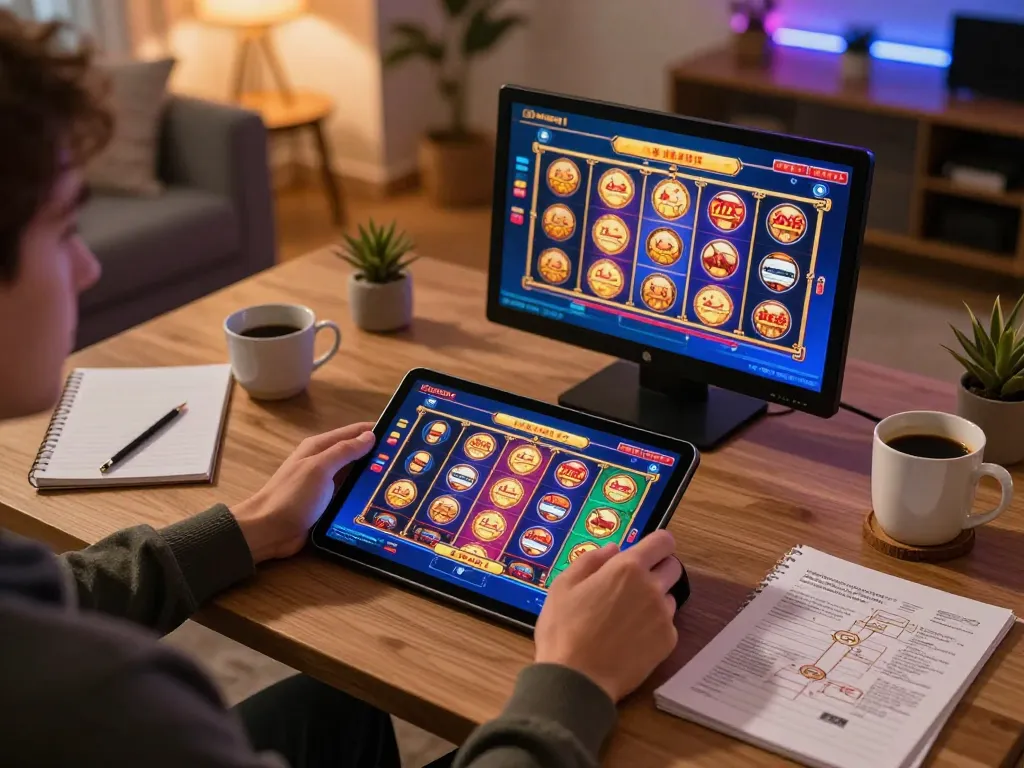 Playing casino gratis senza registrazione on a tablet at home with warm atmosphere