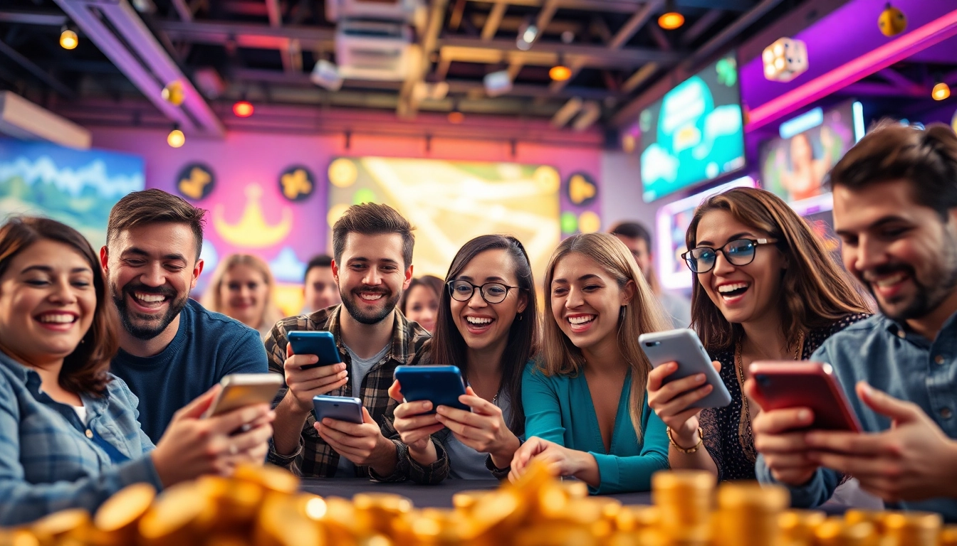 Menggambarkan keseruan bermain bos88 dengan pemain di latar belakang yang penuh antusias.