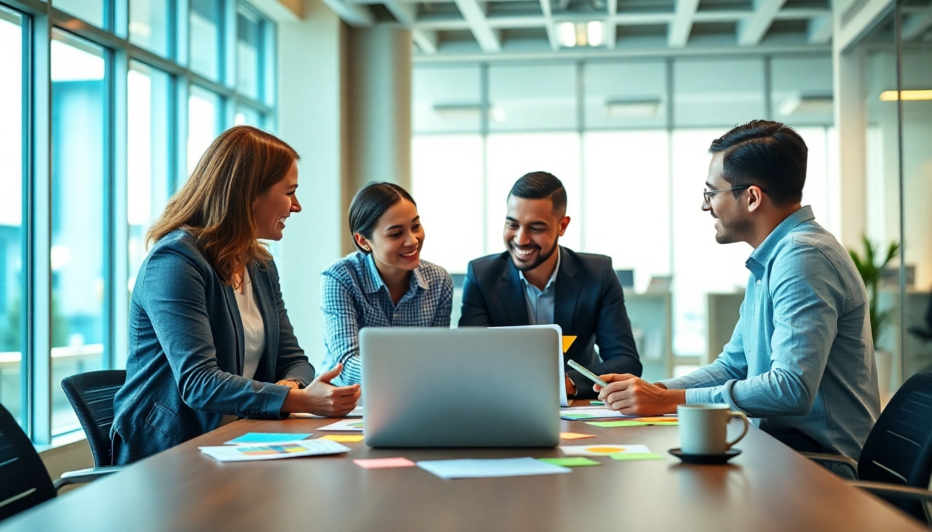 Good Wolf Marketing team brainstorming strategies in a vibrant office setting