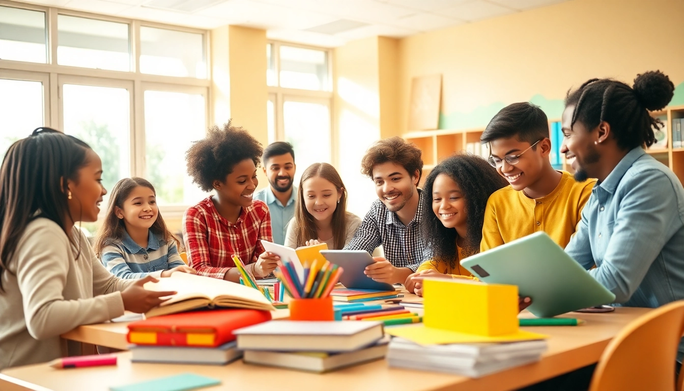 Engaged students in a collaborative learning environment showcasing Education through modern materials.