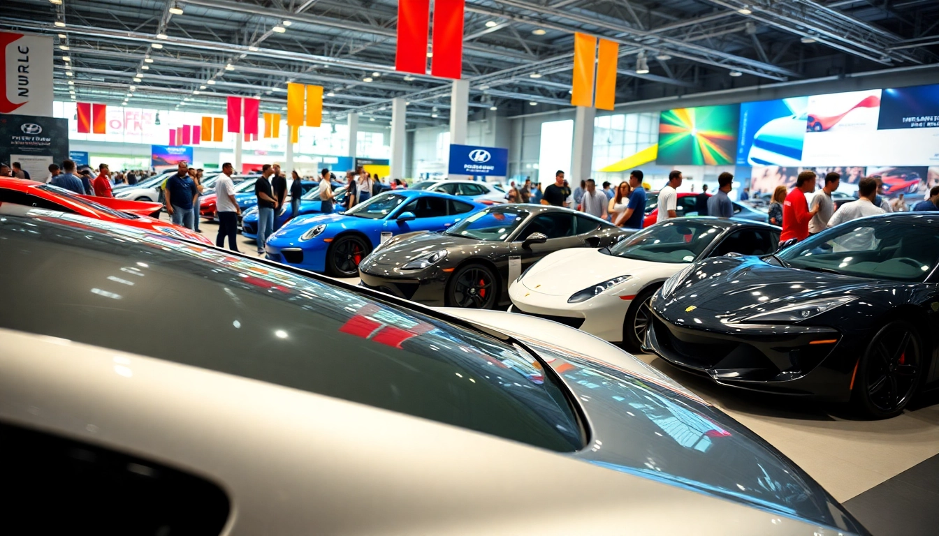 Engage with the vibrant atmosphere of the Auto Cars Show featuring modern vehicles and enthusiastic visitors.