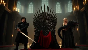 Immerse yourself in the world of the game of thrones cast featuring iconic characters around the Iron Throne.